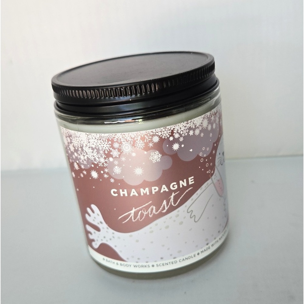Bath & Body Works Champagne Toast Candle Jar 7 oz Soy Essential Oils Single Wick